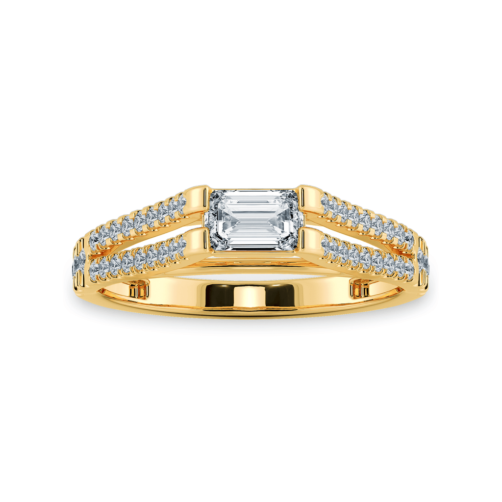 Jewelove™ Rings Women's Band only / VVS E 0.70cts. Emerald Cut Solitaire Diamond Split Shank 18K Yellow Gold Ring JL AU 1180Y-B