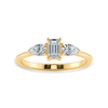 Jewelove™ Rings Women's Band only / VVS E 0.70cts. Emerald Cut Solitaire with Pear Cut Diamond Accents 18K Yellow Gold Ring JL AU 1204Y-B