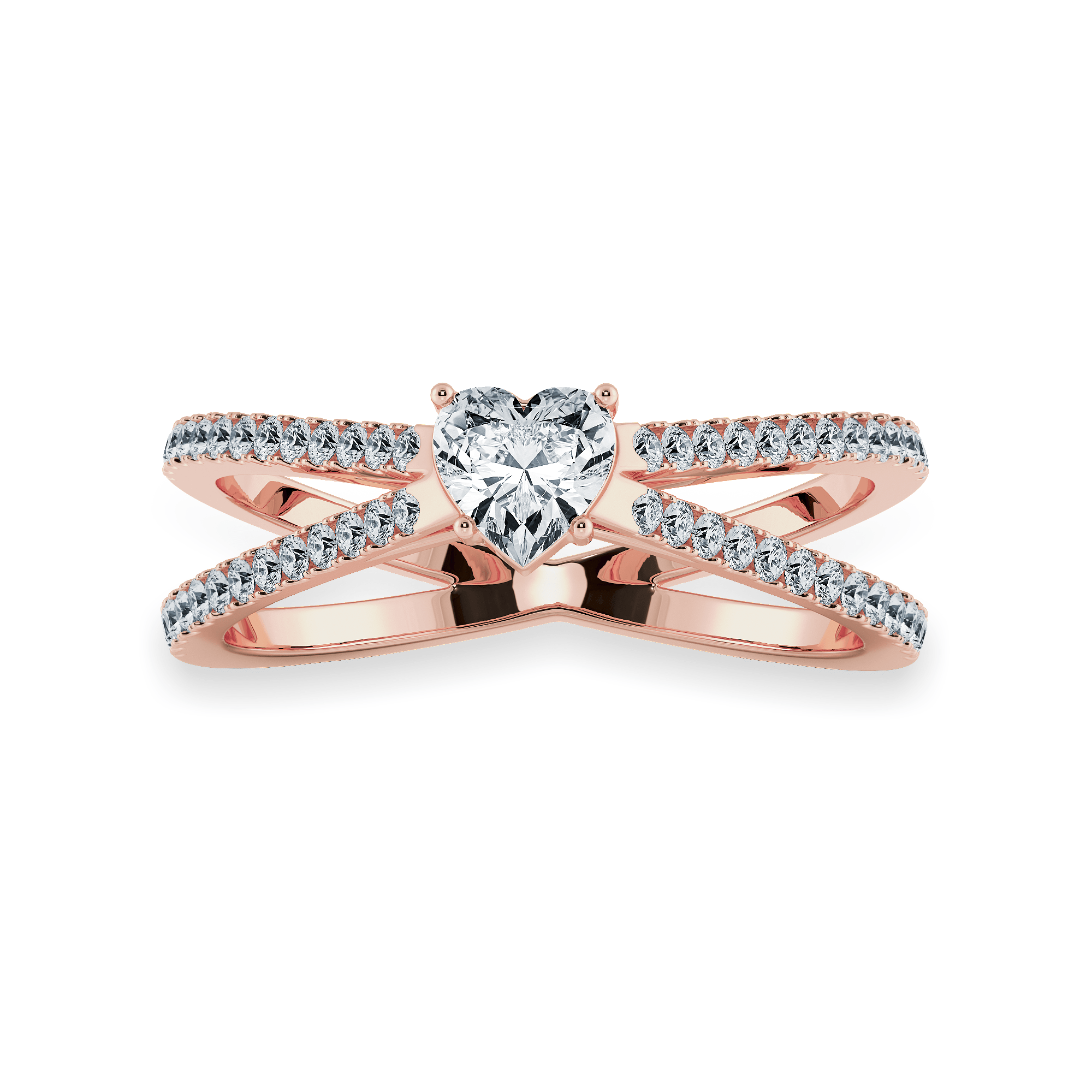 Jewelove™ Rings Women's Band only / VS I 0.70cts. Heart Cut Solitaire Diamond Split Shank 18K Rose Gold Ring JL AU 1173R-B