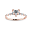 Jewelove™ Rings Women's Band only / VS I 0.70cts. Heart Cut Solitaire Halo Diamond Accents 18K Rose Gold Ring JL AU 2007R-B