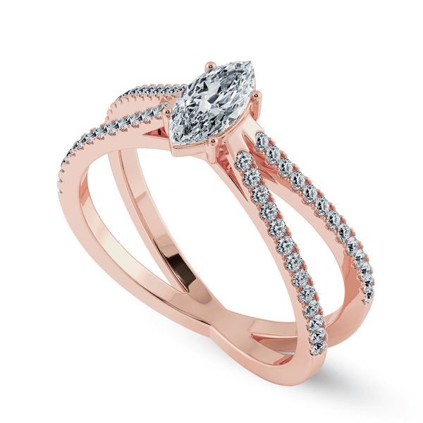 Jewelove™ Rings Women's Band only / VS I 0.70cts. Marquise Cut Solitaire Diamond Split Shank 18K Rose Gold Ring JL AU 1176R-B
