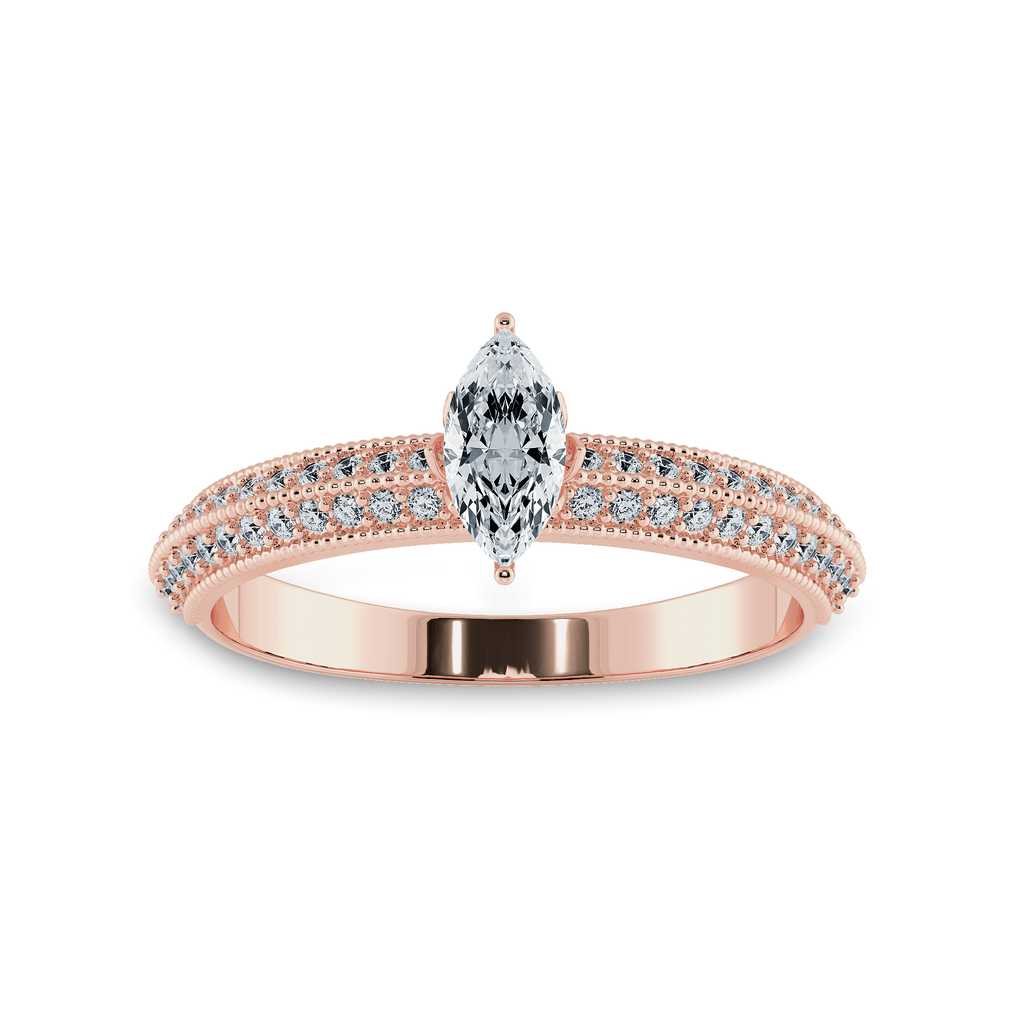 Jewelove™ Rings Women's Band only / VS I 0.70cts. Marquise Cut Solitaire Diamond Split Shank 18K Rose Gold Ring JL AU 1192R-B