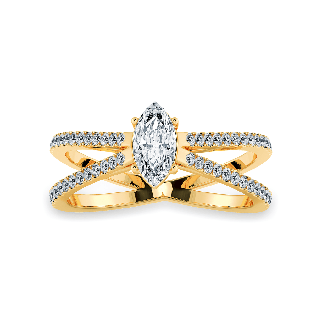 Jewelove™ Rings Women's Band only / VS I 0.70cts. Marquise Cut Solitaire Diamond Split Shank 18K Yellow Gold Ring JL AU 1176Y-B