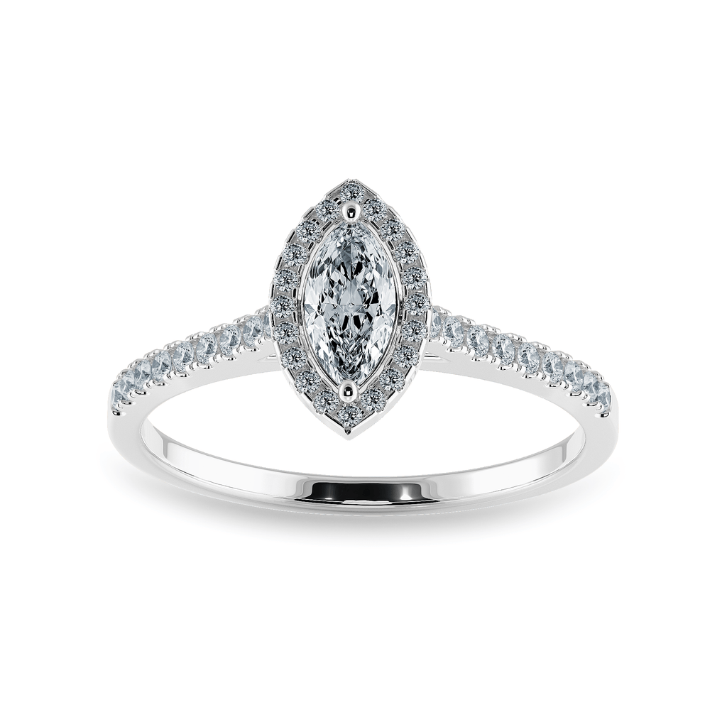 Jewelove™ Rings I VS / Women's Band only 0.70cts Marquise Cut Solitaire Halo Diamond Shank Platinum Ring JL PT 1201-B