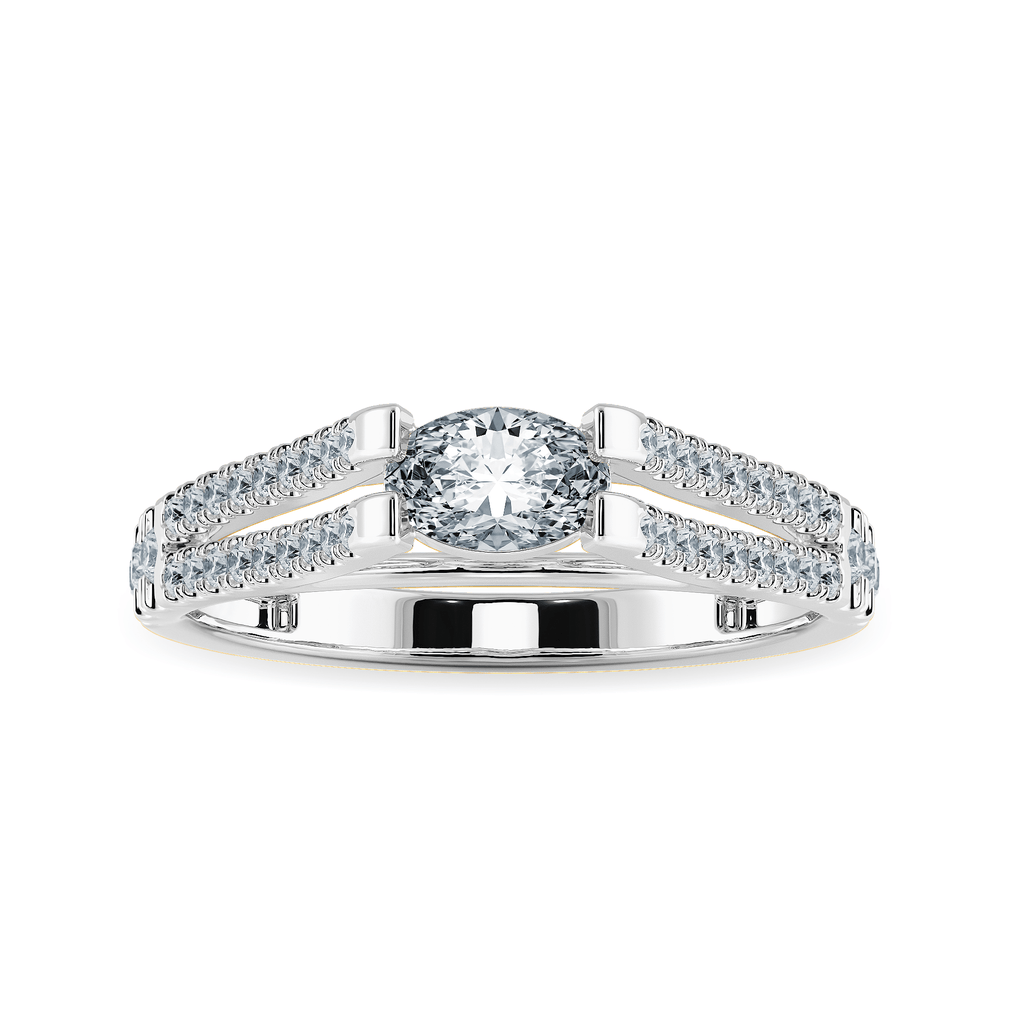 Jewelove™ Rings I VS / Women's Band only 0.70cts Oval Cut Solitaire Diamond Split Shank Platinum Ring JL PT 1182-B