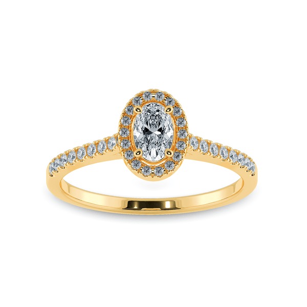 Jewelove™ Rings Women's Band only / VS I 0.70cts. Oval Cut Solitaire Halo Diamond Shank 18K Yellow Gold Ring JL AU 1199Y-B