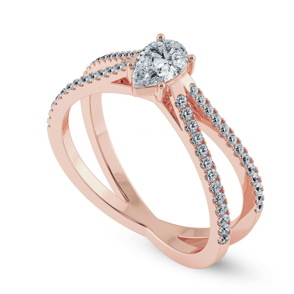 Jewelove™ Rings Women's Band only / VS I 0.70cts. Pear Cut Solitaire Diamond Split Shank 18K Rose Gold Ring JL AU 1175R-B