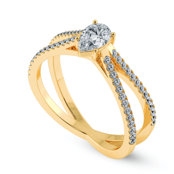 Jewelove™ Rings Women's Band only / VS I 0.70cts. Pear Cut Solitaire Diamond Split Shank 18K Yellow Gold Ring JL AU 1175Y-B