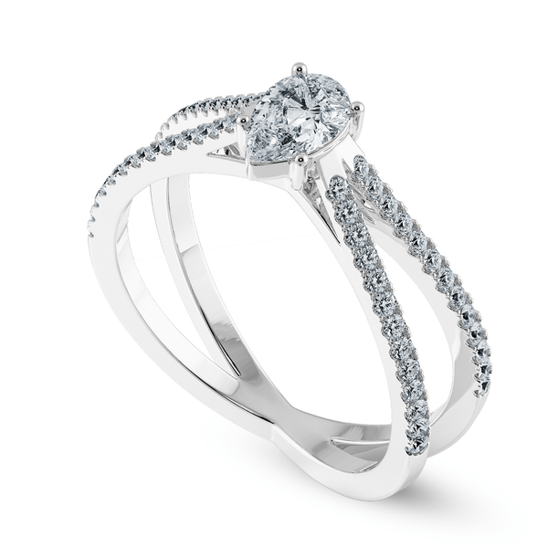 Jewelove™ Rings I VS / Women's Band only 0.70cts Pear Cut Solitaire Diamond Split Shank Platinum Ring JL PT 1175-B