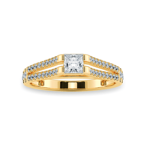 Princess Cut Solitaire Diamond Split Shank 18K Yellow Gold Ring JL AU 1178Y-C