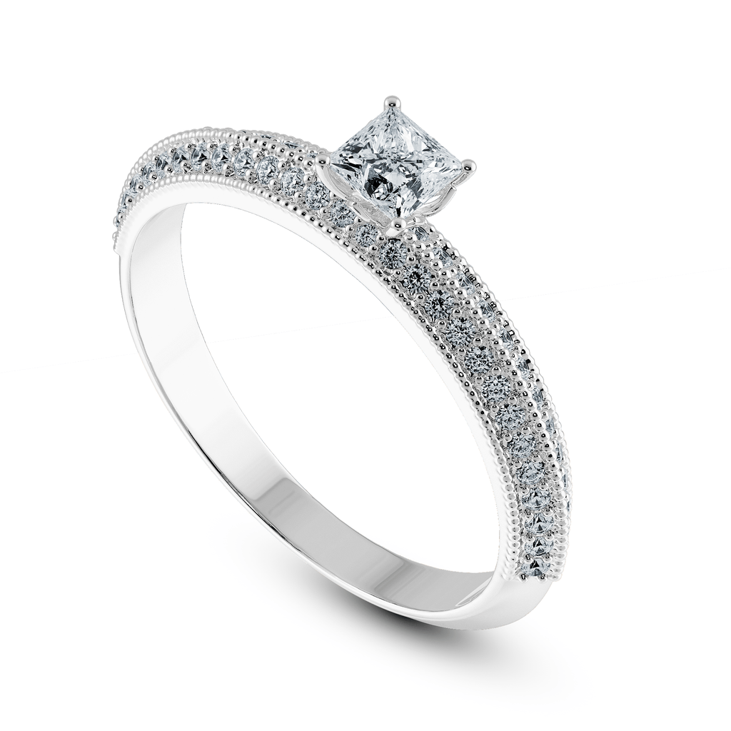 Jewelove™ Rings I VS / Women's Band only 0.70cts Princess Cut Solitaire Diamond Split Shank Platinum Ring JL PT 1186-B