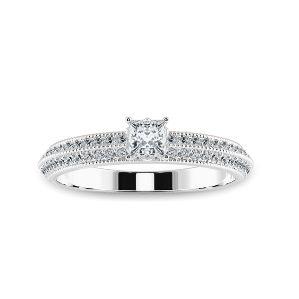 Jewelove™ Rings I VS / Women's Band only 0.70cts Princess Cut Solitaire Diamond Split Shank Platinum Ring JL PT 1186-B