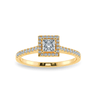 Jewelove™ Rings Women's Band only / VS I 0.70cts. Princess Cut Solitaire Diamond Square Halo Shank 18K Yellow Gold Ring JL AU 1194Y-B