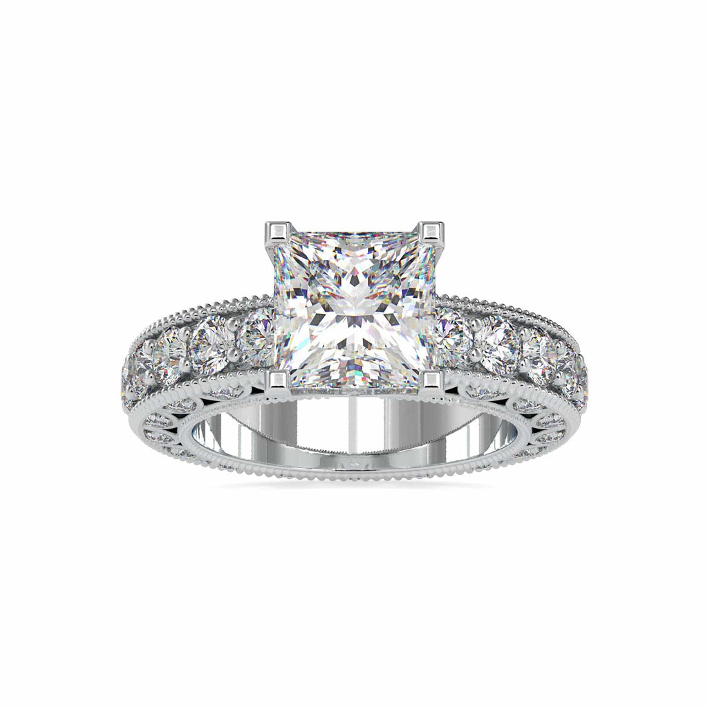 Jewelove™ Rings Women's Band only / VS I 0.70cts. Princess Cut Solitaire Platinum Diamond Shank Engagement Ring JL PT 0099-A