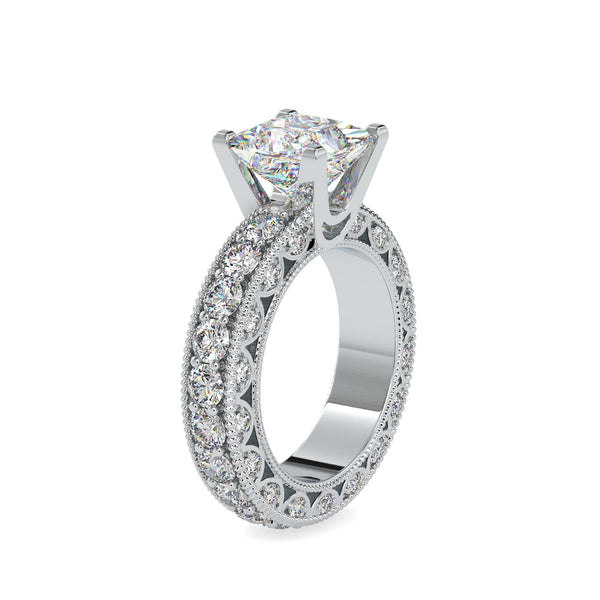 Jewelove™ Rings Women's Band only / VS I 0.70cts. Princess Cut Solitaire Platinum Diamond Shank Engagement Ring JL PT 0099-A