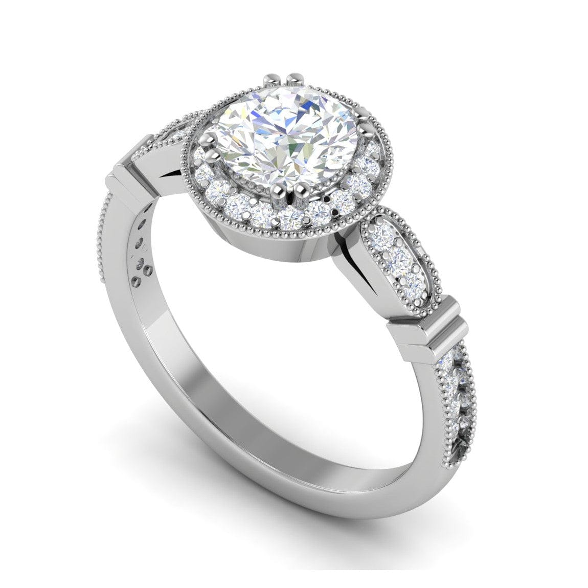 Jewelove™ Rings J VS / Women's Band only 0.70cts Solitaire Halo Diamond Shank Platinum Diamond Ring JL PT RH RD 155