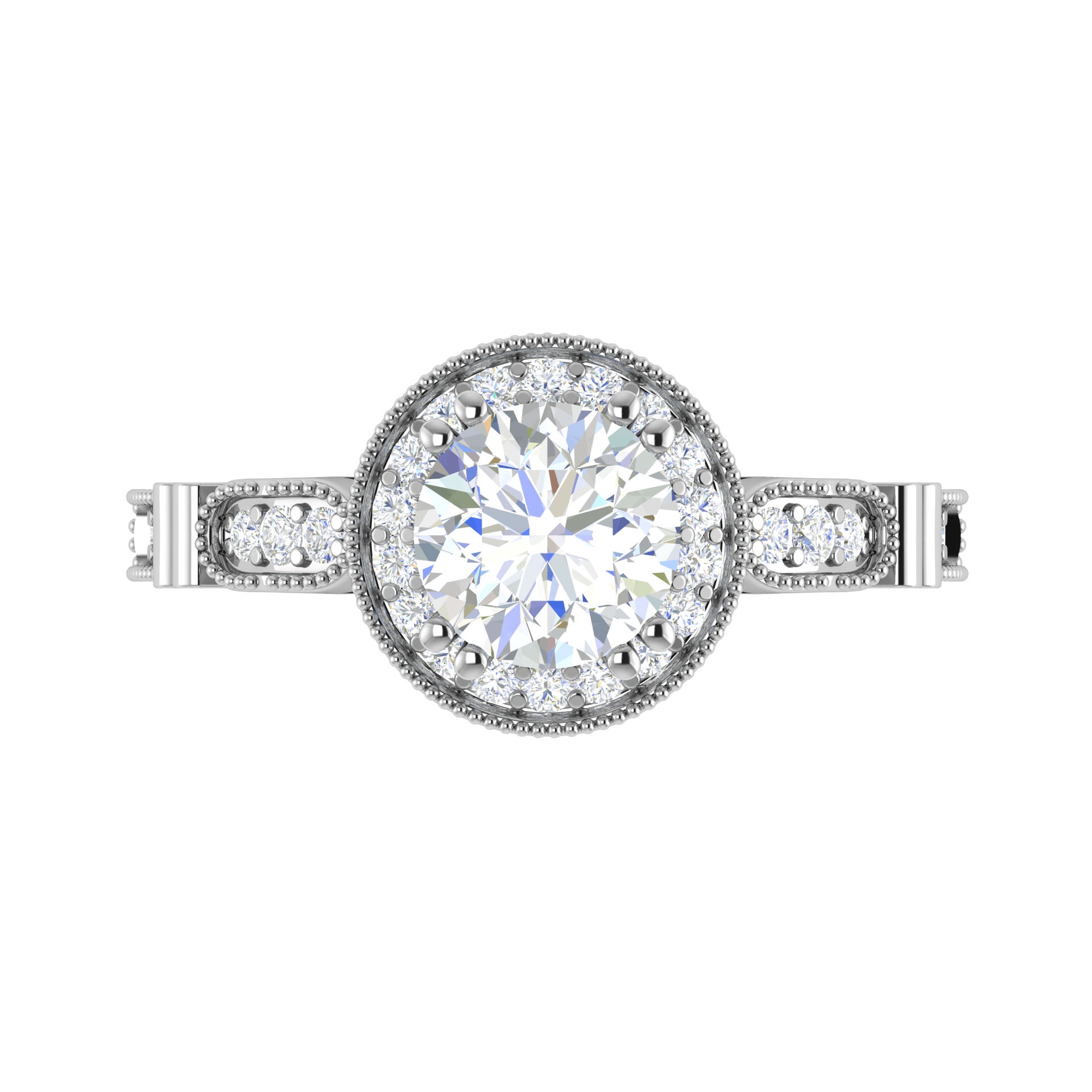One Carat Round Halo Engagement Ring Solitaire Halo Diamond Shank