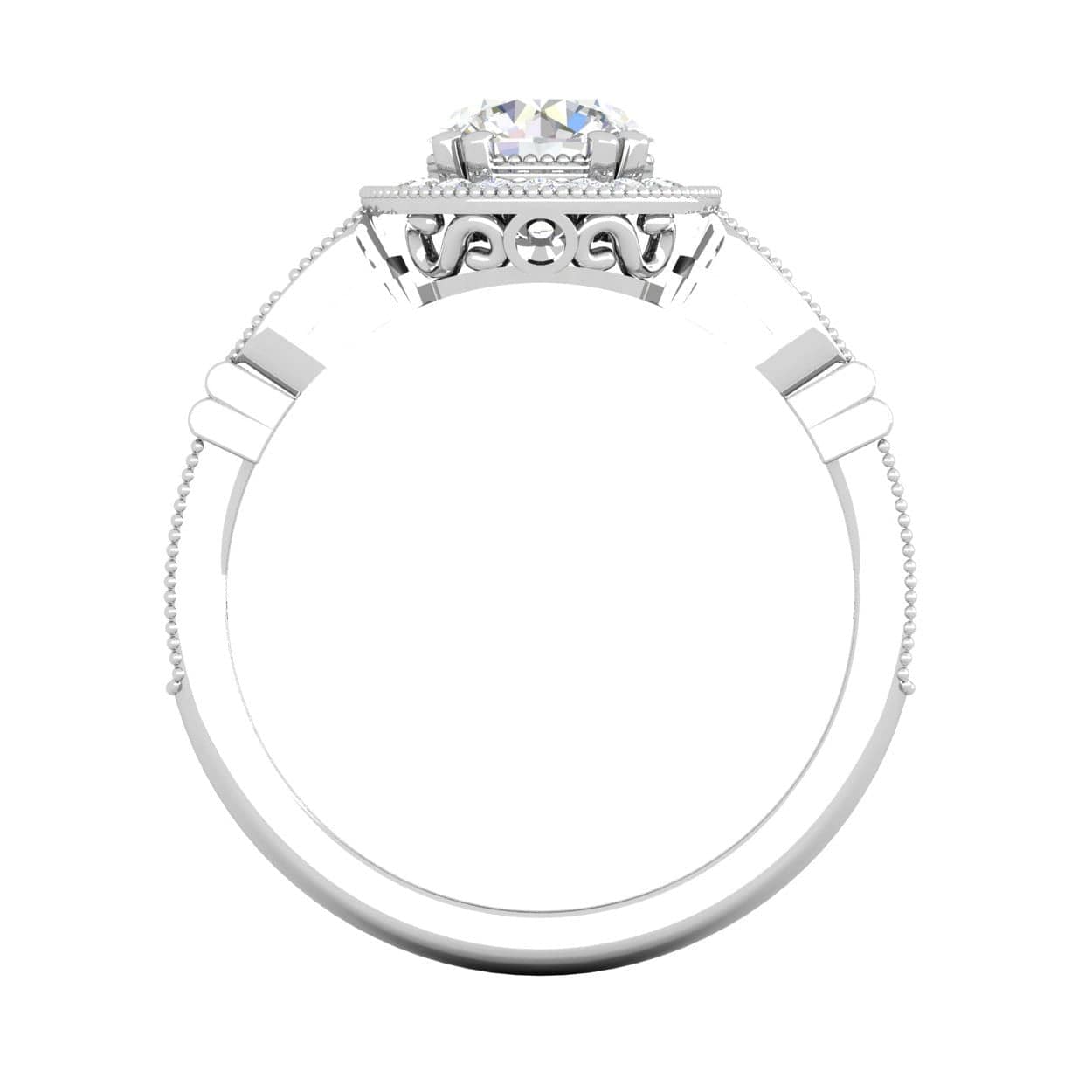 Jewelove™ Rings J VS / Women's Band only 0.70cts Solitaire Halo Diamond Shank Platinum Ring JL PT RH RD 163