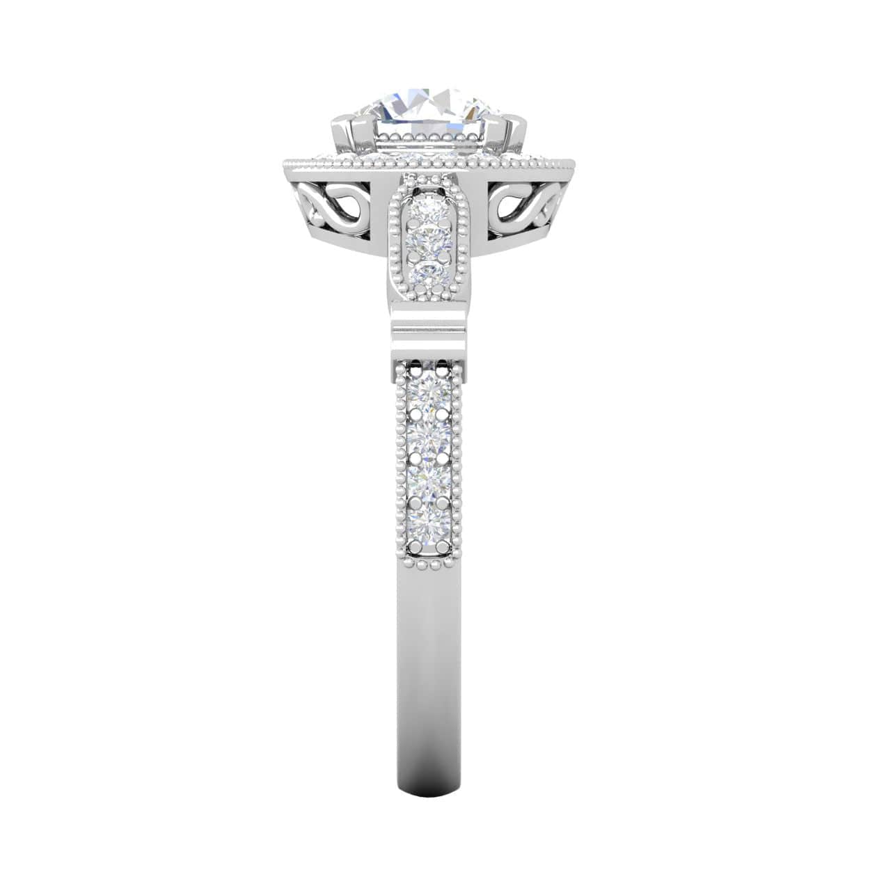 Jewelove™ Rings J VS / Women's Band only 0.70cts Solitaire Halo Diamond Shank Platinum Ring JL PT RH RD 163