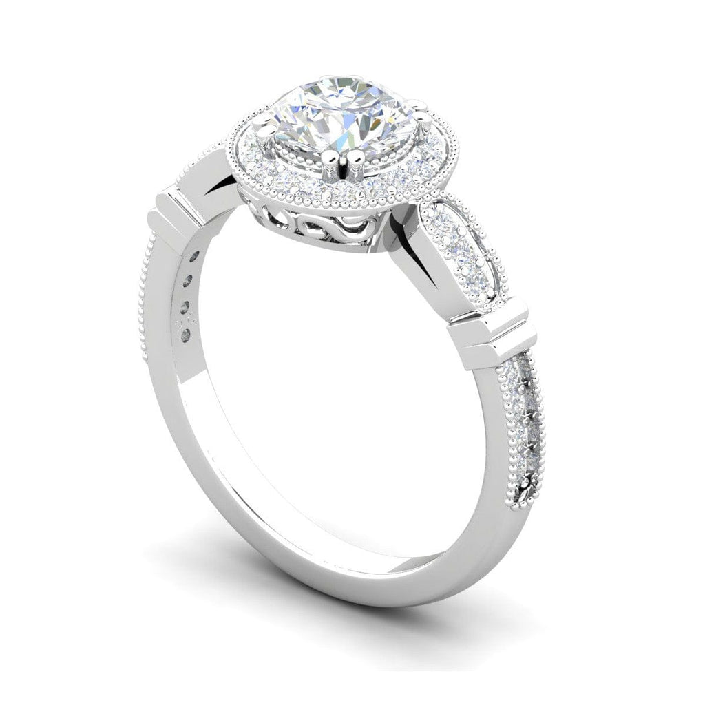 Jewelove™ Rings J VS / Women's Band only 0.70cts Solitaire Halo Diamond Shank Platinum Ring JL PT RH RD 163