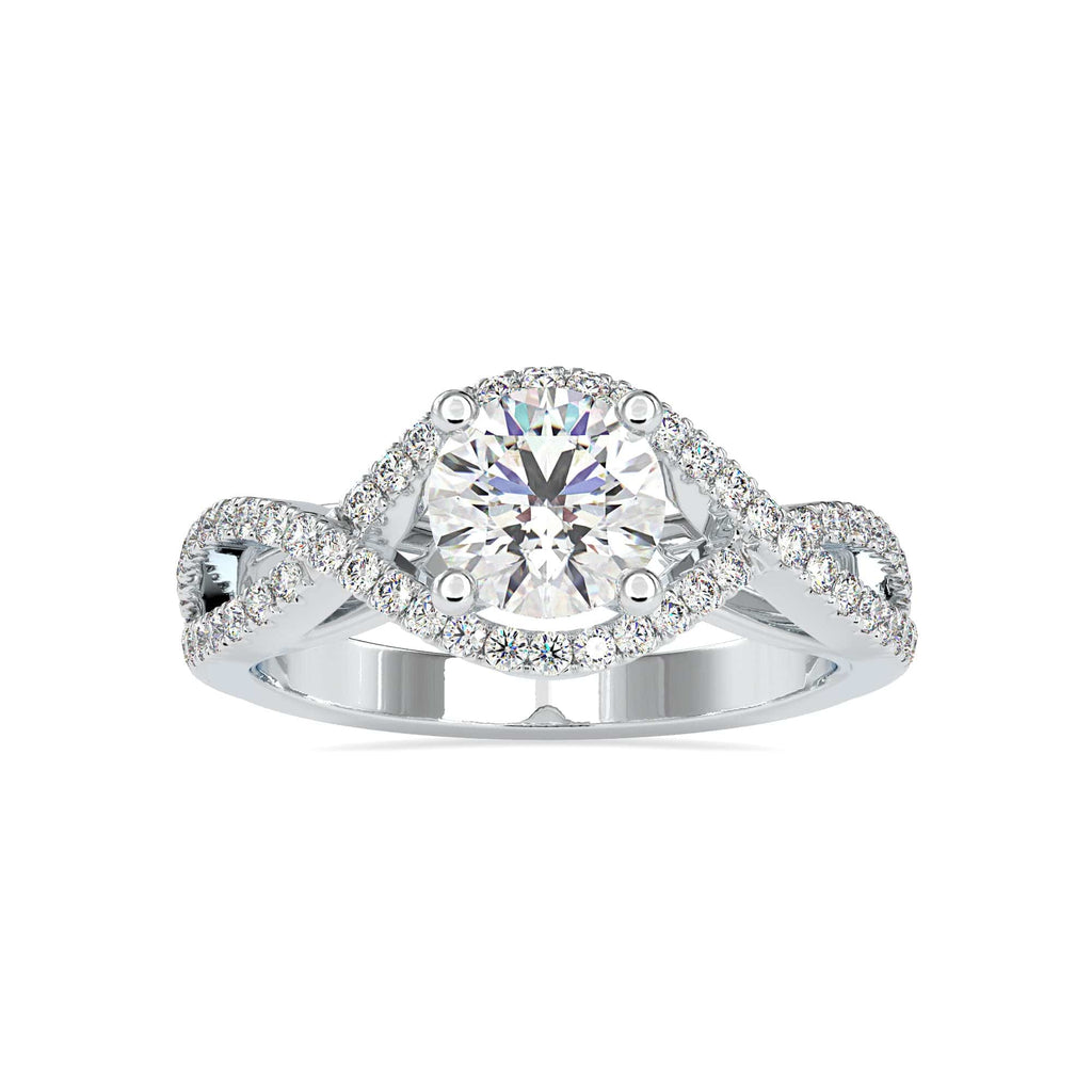 Jewelove™ Rings Women's Band only / VS J 0.70cts. Solitaire Platinum Diamond Halo Twisted Shank Engagement Ring JL PT 0118