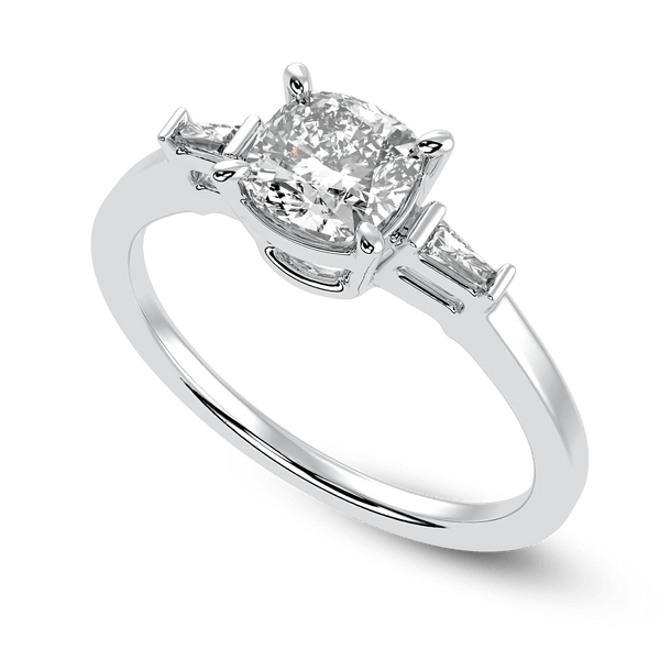 Jewelove™ Rings J VS / Women's Band only 0.70cts Solitaire with Baguette Diamond Accents Platinum Ring JL PT 1209-B