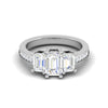 Jewelove™ Rings E VVS / Women's Band only 1.00cts. Emerald Cut Solitaire Diamond Accents Platinum Ring JL PT R3 EM 134