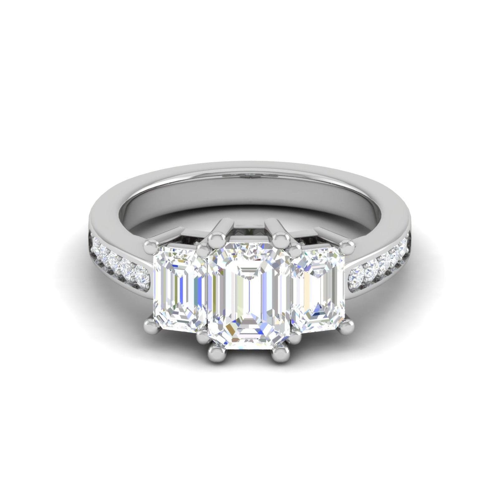 Emerald Cut Solitaire Diamond Accents Platinum Ring JL PT R3 EM 134