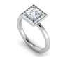 Jewelove™ Rings I VS / Women's Band only 1 Carat Princess Cut Solitaire Square Halo Diamond Platinum Ring JL PT RH PR 165