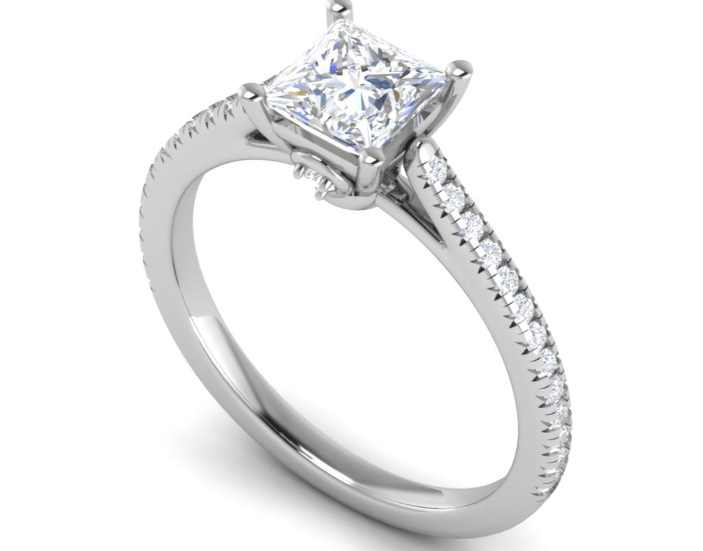 Jewelove™ Rings I VS / Women's Band only 1 Carat Princess Cut Solitaire with Diamond Shank Platinum Ring JL PT RC PR 166