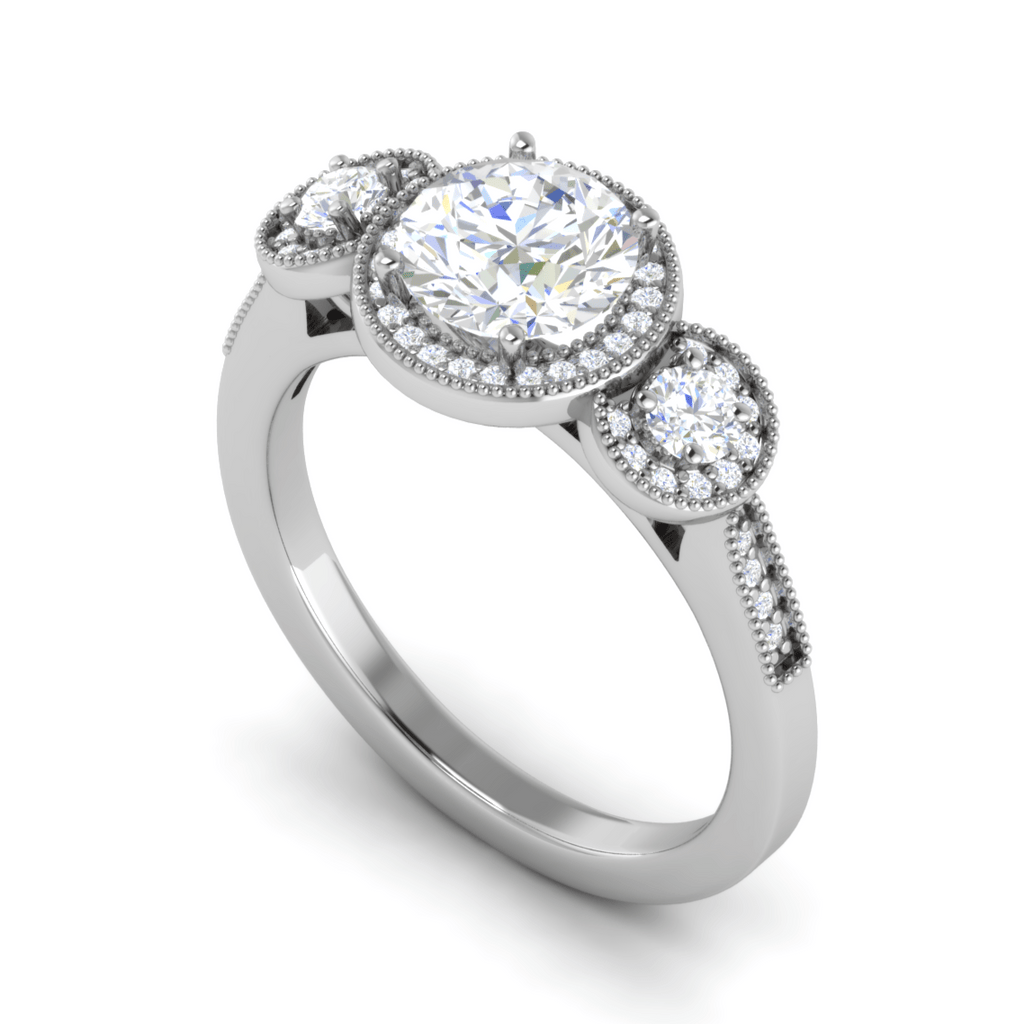 Jewelove™ Rings J VS / Women's Band only 1 Carat Solitaire Halo Diamond Accents Platinum Ring JL PT R3 RD 108
