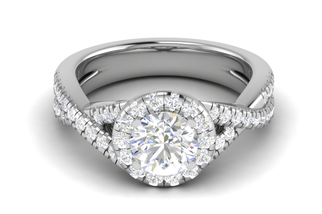 Jewelove™ Rings J VS / Women's Band only 1 Carat Solitaire Halo Diamond Twisted Platinum Ring JL PT RH RD 113