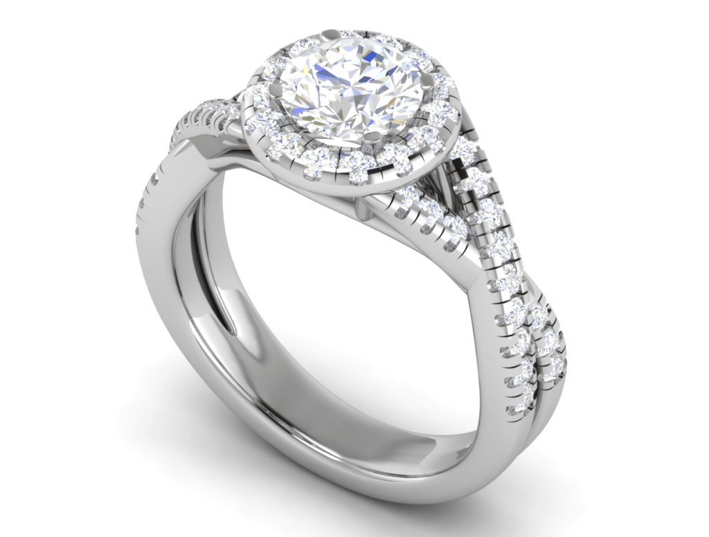 Jewelove™ Rings J VS / Women's Band only 1 Carat Solitaire Halo Diamond Twisted Platinum Ring JL PT RH RD 113