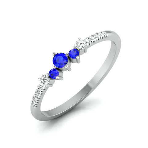 10-Pointer Blue Sapphire Platinum Diamond Engagement Ring JL PT LR 7004