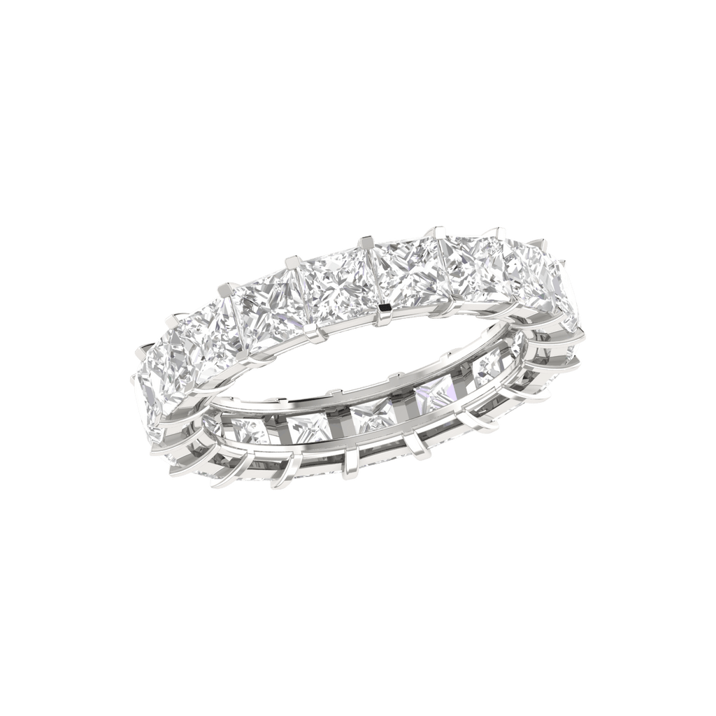 Jewelove™ Rings VVS GH / Women's Band only 10 Pointer Eternity Princess Cut Diamond Platinum Wedding Ring for Women JL PT RD RN 9281-B