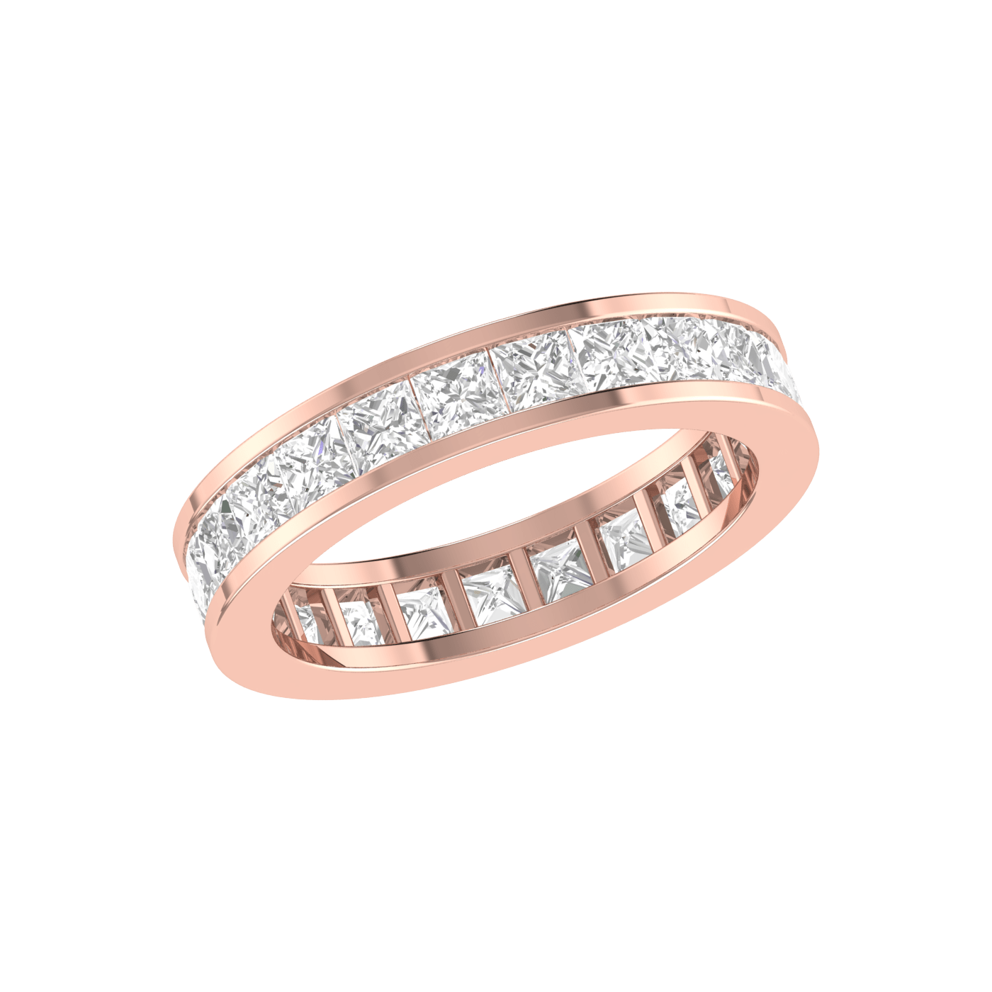 10 Pointer Eternity Rose Gold Princess Cut Diamond Engagement Ring JL AU RD RN 9293R-A