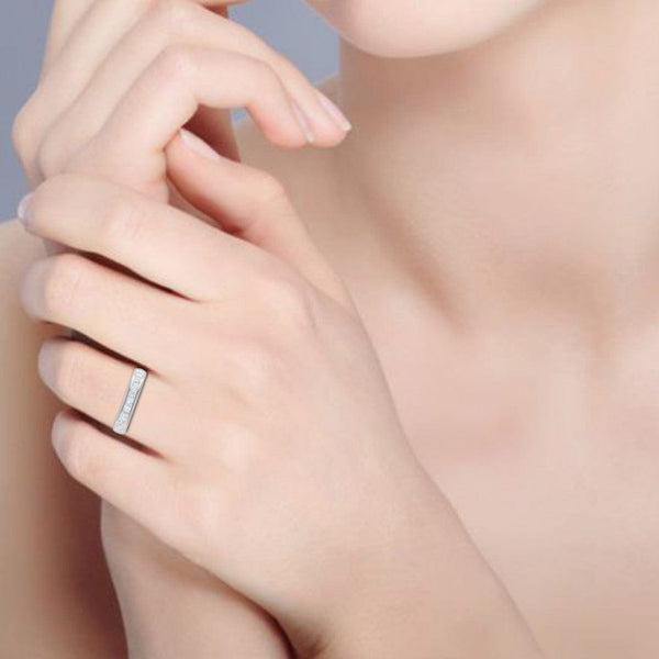 Jewelove™ Rings 10 Pointer Half Eternity Platinum Princess cut Diamonds Ring for Women JL PT WB PR 114