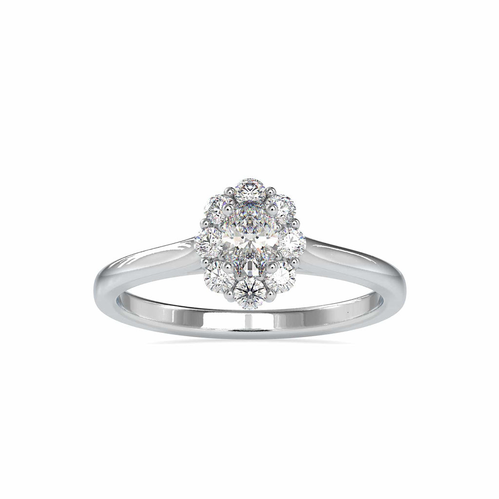 Jewelove™ Rings 10 Pointer Oval Cut Diamond Platinum Diamond Halo Ring JL PT 0030