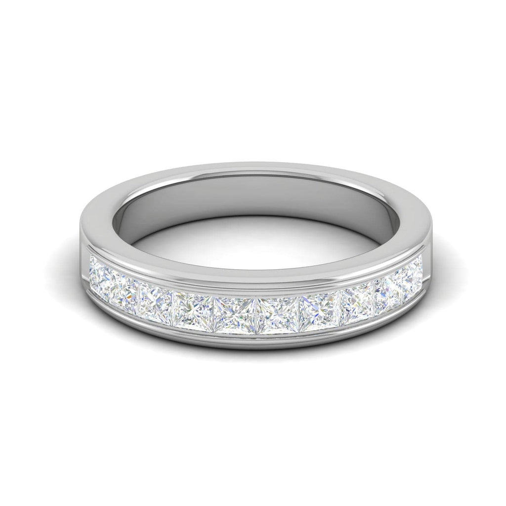 Jewelove™ Rings Women's Band only / SI IJ 10 Pointer Platinum Half Eternity Princess cut Diamonds Ring for Women JL PT WB PR 109