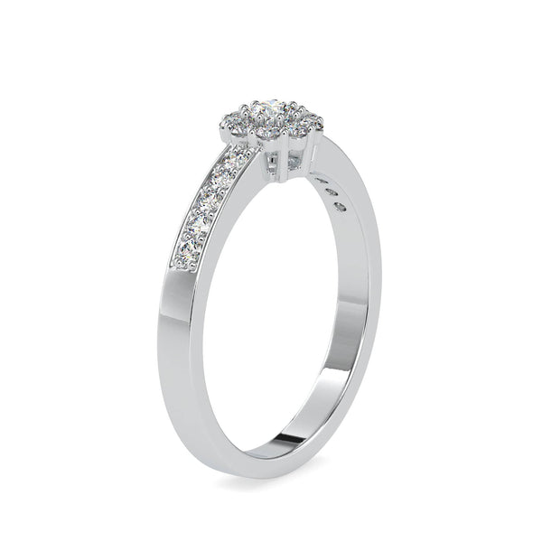 Jewelove™ Rings 10 Pointer Platinum Halo Diamond Shank Engagement Ring JL PT 0177