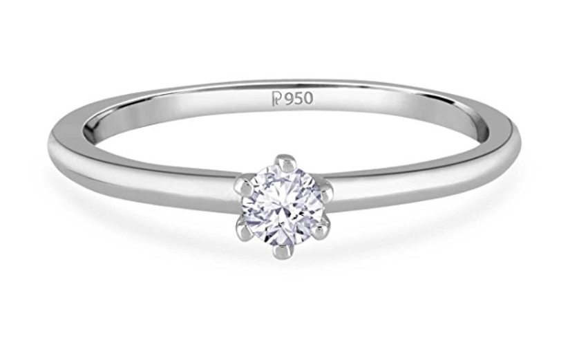 Jewelove™ Rings SI J / Women's Band only 15 Pointer Classic 6 Prong Platinum Ring SKU 0012-A