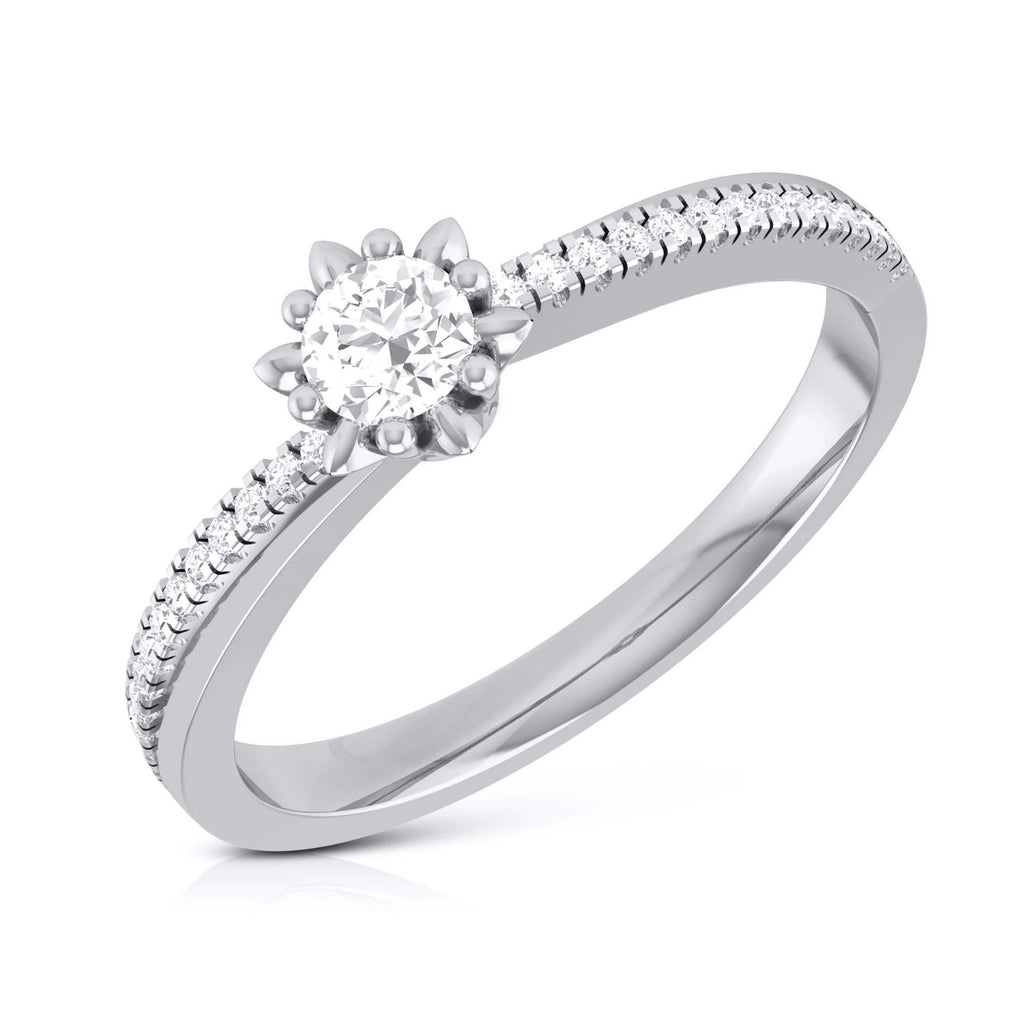 Jewelove™ Rings SI IJ / Women's Band only 15-Pointer Designer Flowery Platinum Engagement Ring for Women JL PT R-35