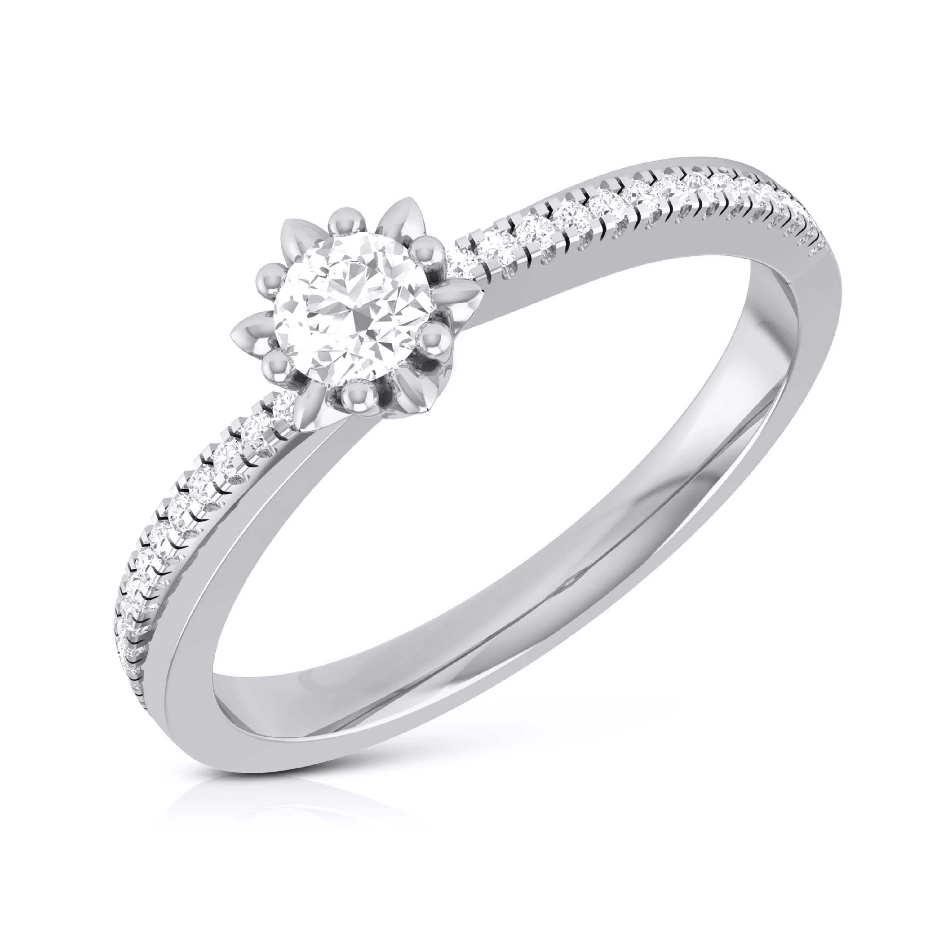 15-Pointer Designer Flowery Platinum Engagement Ring for Women JL