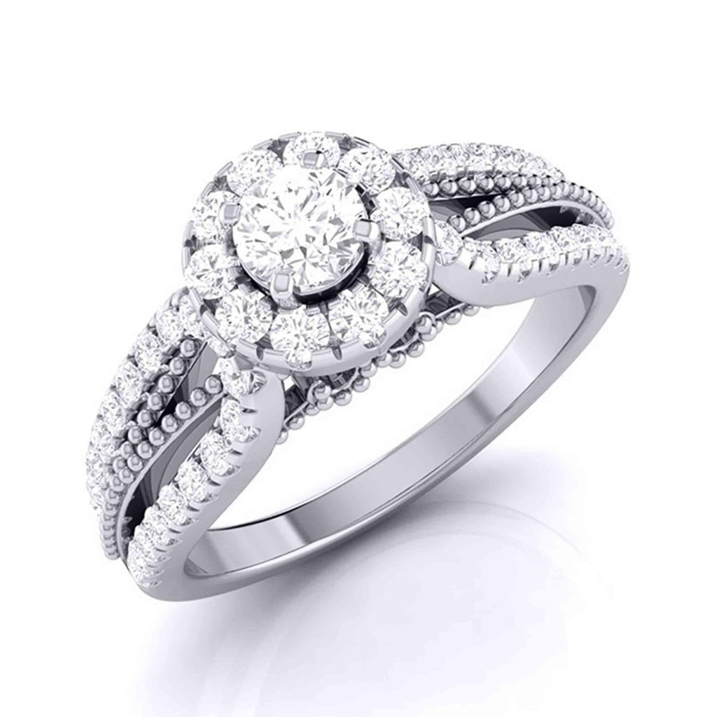 Jewelove™ Rings SI IJ / Women's Band only 15-Pointer Designer Platinum Diamond Engagement Ring JL PT G-102