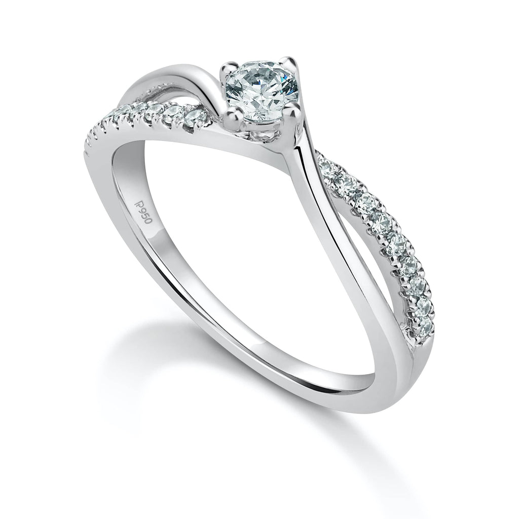 Jewelove™ Rings SI IJ / Women's Band only 15 Pointer Platinum Solitaire Ring with a Twist JL PT 675