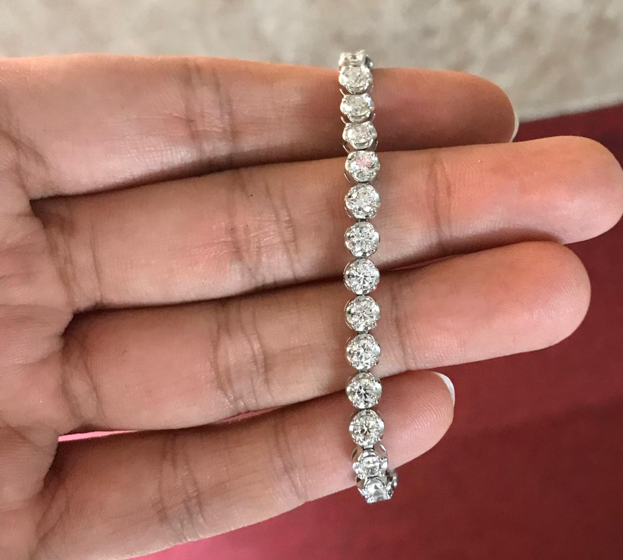 15 Carat Natural Round Diamond 4-Prong Tennis Bracelet in 14k White Gold  For Sale at 1stDibs | 30 diamond tennis bracelet, 15 carat diamond tennis  bracelet, 15 carat diamond bracelet