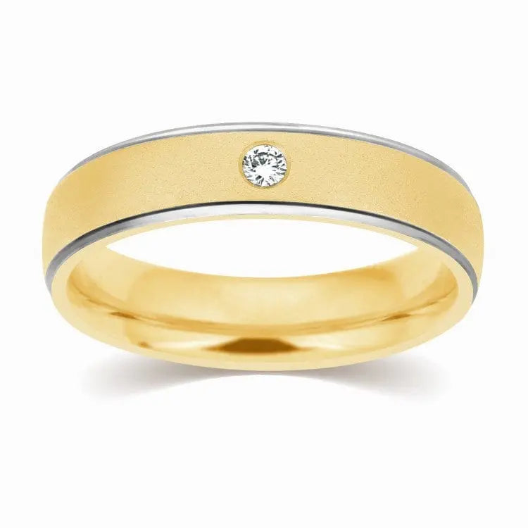 Ronald Gold Band For Him | Charming Two-Tone Gold Bands | CaratLane