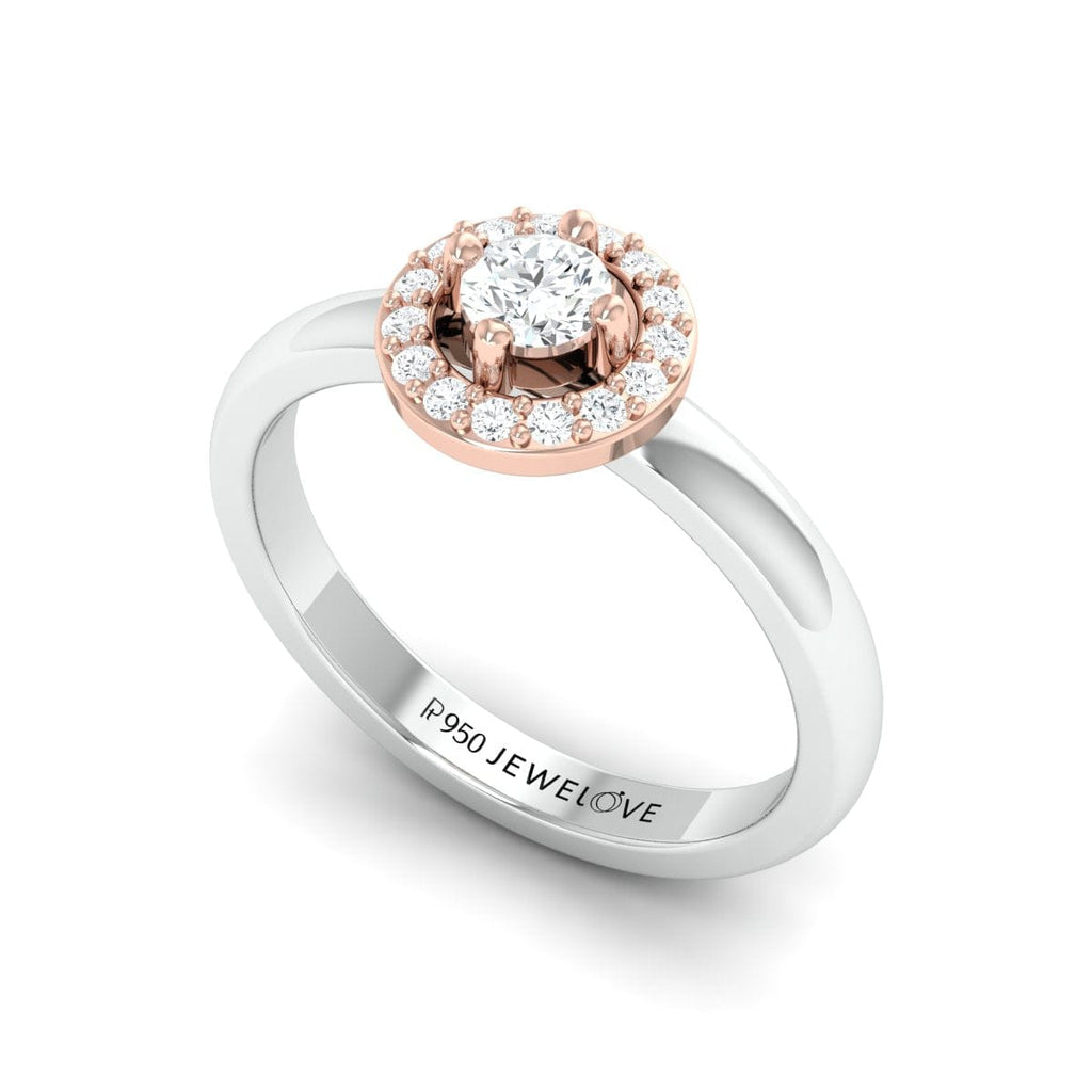 Jewelove™ Rings 20 Pointer Halo Diamond Solitaire Platinum Engagement Ring JL PT 582