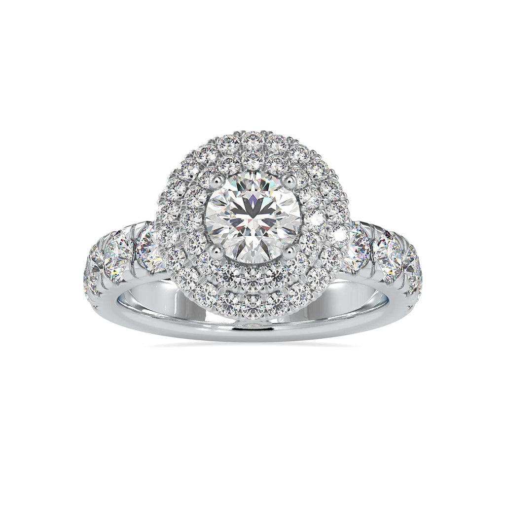 Jewelove™ Rings Women's Band only / VS J 20-Pointer Platinum Double Halo Diamond Shank Engagement Ring JL PT 0039