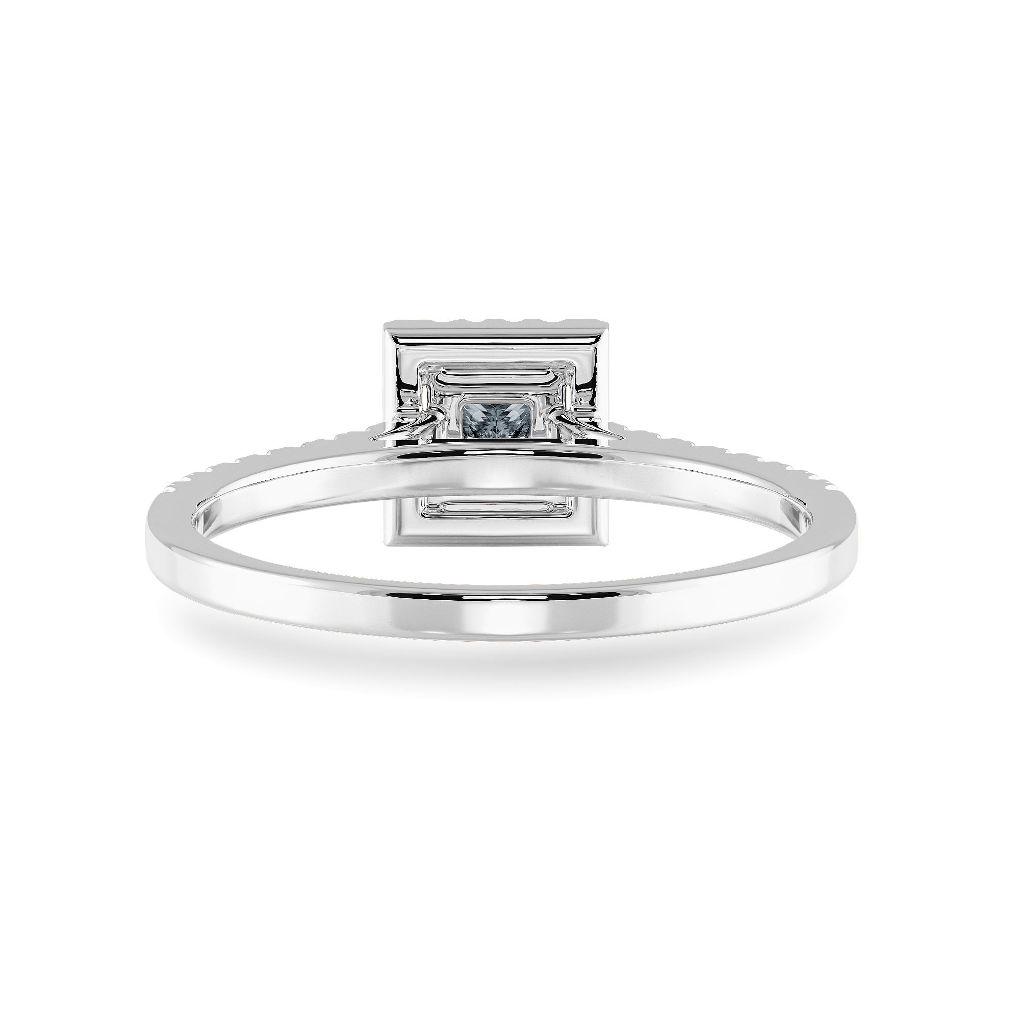 Jewelove™ Rings SI IJ / Women's Band only 20 Pointer Princess Cut Diamond Square Halo Shank Platinum Ring JL PT 1194-C